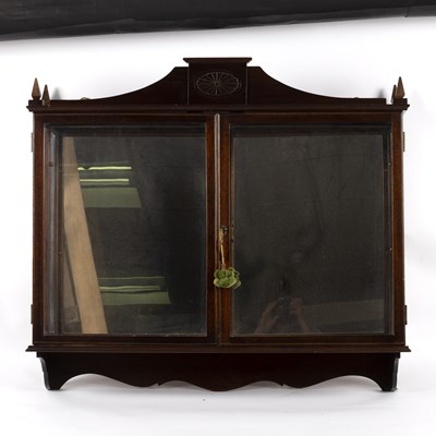 Lot 646 - A mahogany framed wall hanging display cabinet...