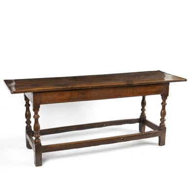 Lot 647 - An oak serving table with two-plank top on...