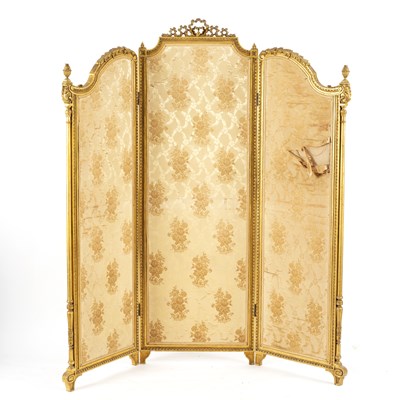 Lot 648 - An Edwardian three-panel, two-fold screen with...