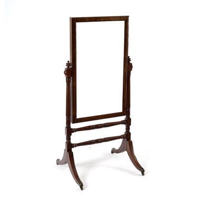 Lot 650 - A mahogany cheval mirror with rectangular...