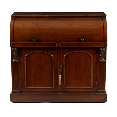 Lot 670 - A Victorian mahogany cylinder bureau with...