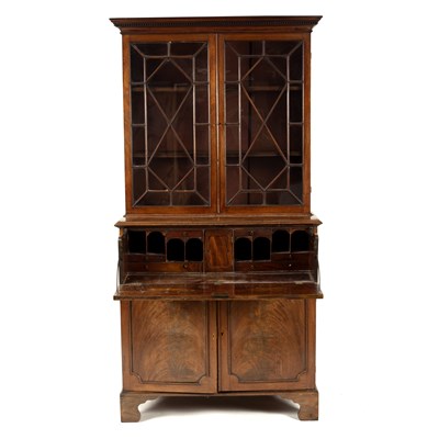 Lot 675 - A late Georgian mahogany secretaire bookcase,...