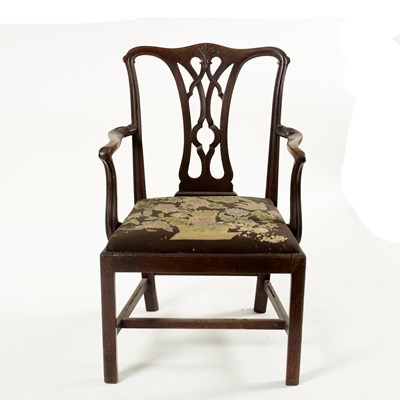 Lot 720 - A George III style mahogany open armchair,...