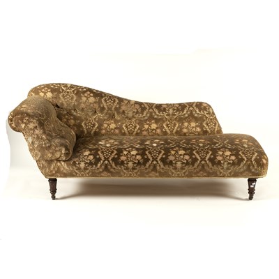 Lot 744 - A late Victorian chaise longue on turned legs,...