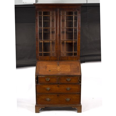 Lot 747 - A George III mahogany bureau bookcase, with...