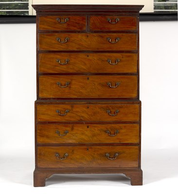 Lot 768 - A George III mahogany chest on chest, fitted...