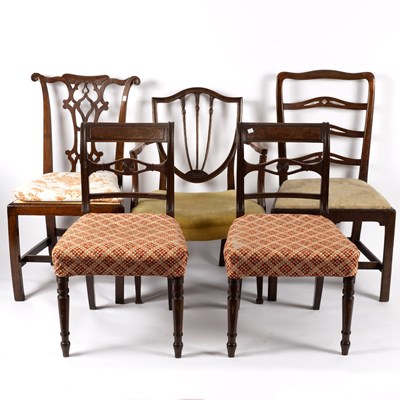 Lot 775 - A pair of Regency mahogany dining chairs and...