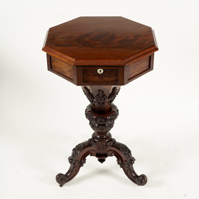 Lot 794 - A Victorian mahogany work table, with hinged...