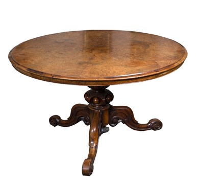 Lot 795 - A Victorian walnut breakfast table, on tripod...