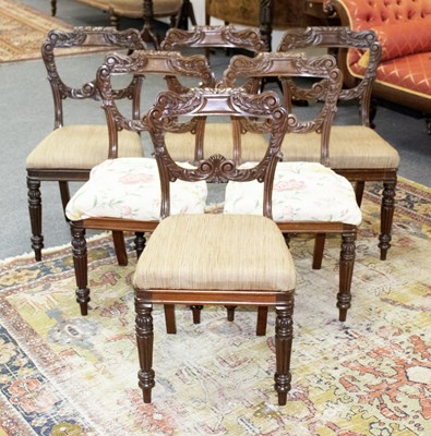 Lot 799 - A set of six Victorian dining chairs with...