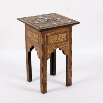 Lot 801 - A small Moorish table inlaid with...