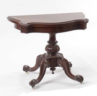 Lot 813 - A Victorian mahogany fold-over card table on...