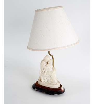 Lot 833 - A table lamp mounted with an alabaster figure...