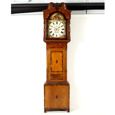 Lot 845 - An oak and mahogany crossbanded eight-day...