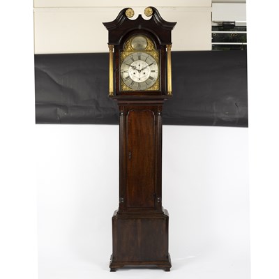 Lot 851 - An oak cased eight-day longcase clock, the...