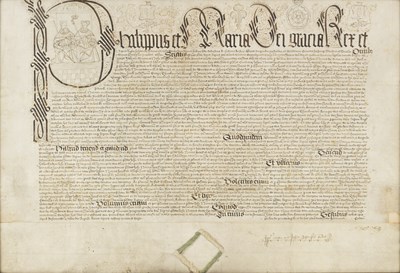 Lot 915 - Philip and Mary Royal letters patent, initial...