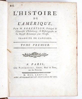 Lot 919 - Robertson, William. L'Histoire de L'Amerique...