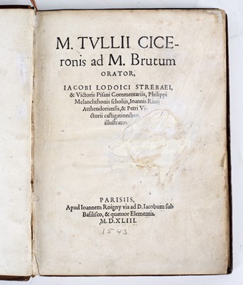 Lot 930 - Cicero, Marcus Tullius. Ad M. Brutum orator,...