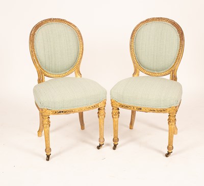 Lot 390 - A pair of gilt framed side chairs