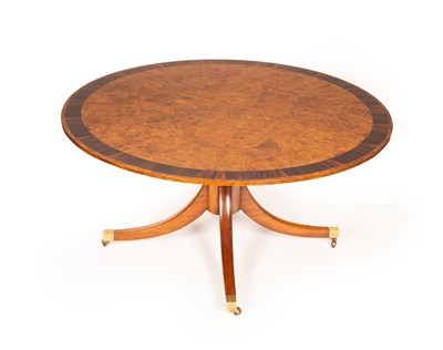 Lot 416 - A Regency style burr walnut and rosewood crossbanded breakfast table