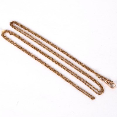 Lot 25 - A 9ct yellow gold guard chain, 130cm long...