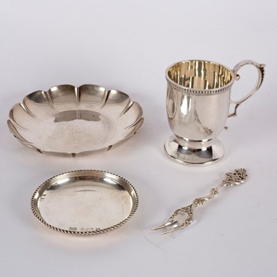 Lot 65 - An Irish silver ashtray of strawberry dish...