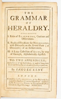 Lot 130 - Kent (S) The Grammar of Heraldry, J Pemberton,...