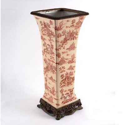 Lot 190 - A continental ceramic square tapering vase...