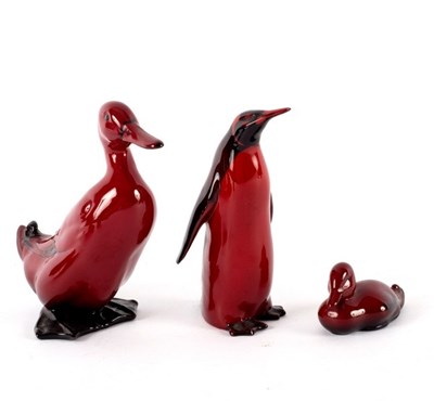 Lot 219 - A Royal Doulton flambé figure of a duck, 16cm...