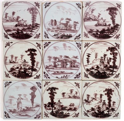 Lot 231 - Nine 18th Century Bristol Delftware manganese...