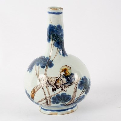 Lot 232 - A Delft polychrome vase with tapered slender...