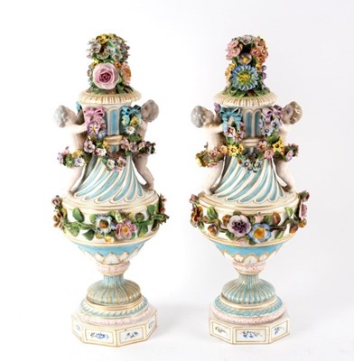 Lot 245 - A pair of late 19th Century Continental vases...