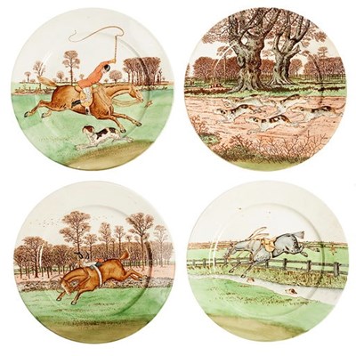 Lot 249 - Nineteen plates depicting hunting scenes,...