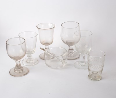 Lot 254 - An 18th Century wine glass with knopped stem...