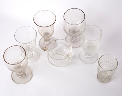 Lot 254 - An 18th Century wine glass with knopped stem...