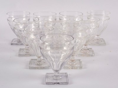 Lot 255 - Ten cut glass rummers with fluted bowls and...