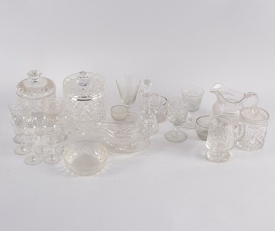 Lot 259 - A cut glass biscuit barrel and other cut glass