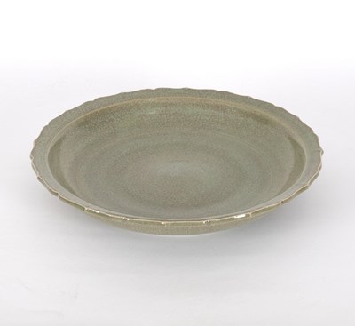 Lot 272 - A Chinese Ge style celadon glaze dish with...