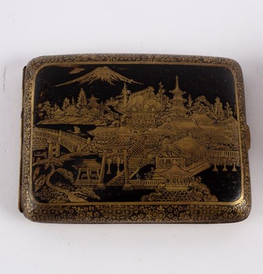 Lot 303 - A Japanese niello decorated cigarette case, a...