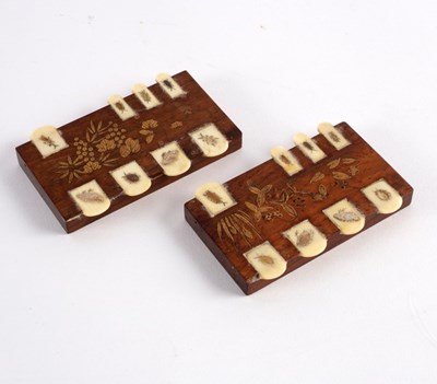 Lot 304 - A pair of Japanese rosewood bezique markers...