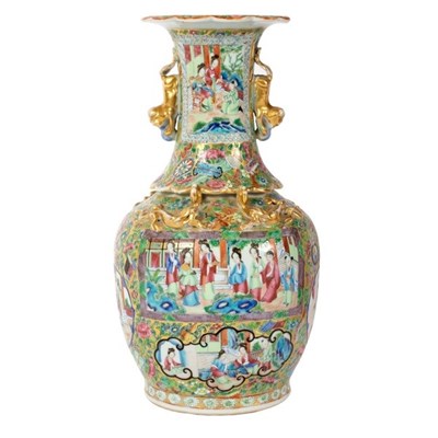 Lot 309 - A Canton famille rose vase (converted to a...