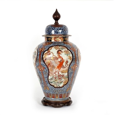 Lot 310 - A Japanese Imari baluster vase and cover,...