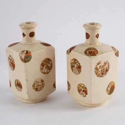 Lot 315 - A pair of Japanese Satsuma square section...