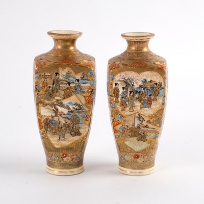 Lot 317 - A pair of Japanese Satsuma square section...