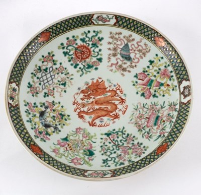 Lot 341 - A famille rose circular dish, late 19th...