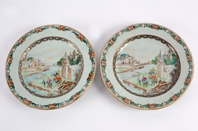 Lot 343 - A pair of famille rose European design dishes,...