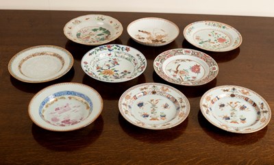 Lot 344 - Nine 18th Century dishes comprising a pair of...