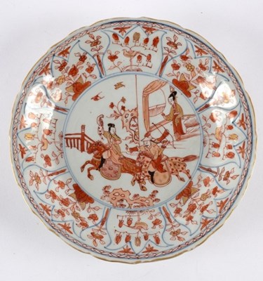 Lot 353 - A Chinese iron red and gilt dish, Kangxi...