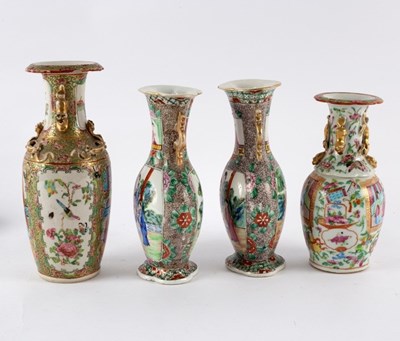 Lot 354 - A pair of Canton famille rose flattened...