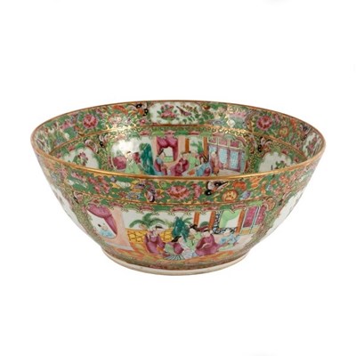 Lot 355 - A Canton famille rose punch bowl, 19th Century,...